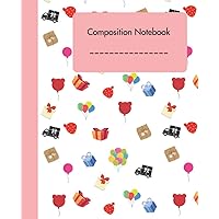 Composition Notebook: Cute Pink Gifts For Girls Composition Notebook With Wide Ruled Paper 7.5x9.25, 110 Pages