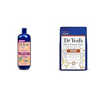 Dr Teal's Kids 3 in 1 Elderberry Bubble Bath, Body Wash & Shampoo with Vitamin C & Essential Oils 20 fl oz & Pure Epsom Salt, Soothe & Comfort with Oat Milk & Argan Oil, 3lbs (Packaging May Vary)