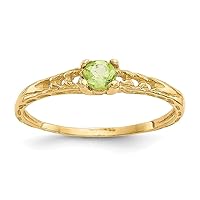 14k Yellow Gold 3mm Peridot Birthstone Baby Ring August Fine Jewelry For Women Gifts For Her