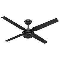 Hunter Fan Company, 59235, 54 inch Chronicle Matte Black Indoor / Outdoor Ceiling Fan and Wall Control