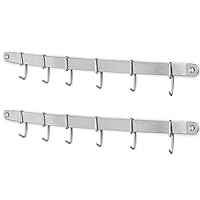 Stainless Steel Kitchen Utensil Racks Holder Hanging Rail Organize Pots Pans Kitchen Knife Gadgets On Wall Mounted Hanger Bar Rail Under Cabinet Shelf (6 Hook,17