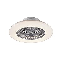 Reality Leuchten Stralsund R62522187 LED Ceiling Light Fan Plastic White / Silver Coloured with 30 Watt LED Fan 40 Watt