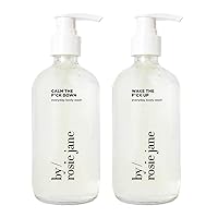 By Rosie Jane Morning + Evening Bodywash Bundle - Includes Invigorating Wake The F*ck Up Scent with Lemon Verbena + Soothing Calm The F*ck Down Scent with Lavender - 2-Pack Bath, Shower, Body Care Set