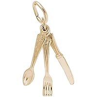 Rembrandt Charms Fork Knife & Spoon Charm, 10K Yellow Gold