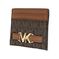 Michael Kors Reed Large Card Holder Wallet MK Signature Logo Leather (Brown MK)
