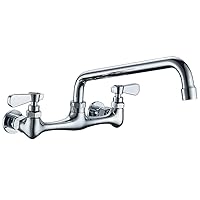 Utility Sink Faucet Wall Mount Commercial Faucet Kitchen Laundry 8 Inch Swivel Spout 2 Dual Handle Restaurant Industrial Chrome Mixer Tap No Lead by Homevacious
