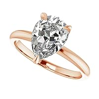 3 ct Moissanite Engagement Rings for Women, Colorless Pear Solitaire Diamond Ring 18K Rose Gold 925 Sterling Silver Wedding Promise Rings Size 3-12