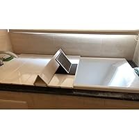 Bathtub Insulation Cover Shutter Bath Lid Dust Board Bathtub Tray Folding PVC Stand Convenient Storage (Color : White, Size : 124x80x0.6cm)