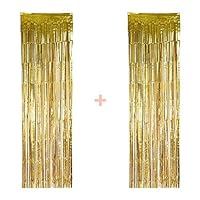 3.2 ft x 9.8 ft Metallic Tinsel Foil Fringe Curtains for Party Photo Backdrop Wedding Decor (2 Pack)