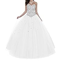 Women's Beaded Quinceanera Dresses Strapless Princess Ball Gown Prom Dress Sweet 16 Dresses