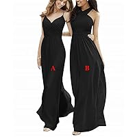 Women's Chiffon Bridesmaid Dresses Pleated Long Formal Evening Prom Gowns