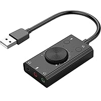 BAILAI External USB Sound Card Stereo Mic Speaker 3.5mm Headset Audio Jack Cable Adapter Switch Volume Adjustment Free Drive