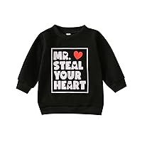 Toddler Boys Girls Valentines Day Sweatshirt Letter Print Cotton Long Sleeve Tee Tops Pullover 2024 Spring Clothes