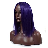 Medium Long Black Wig Headgear Grape Purple Anime Dance Short Hair Wig Medium Straight Hair Wig Headgear Wig