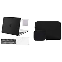 MOSISO Plastic Hard Shell Case & Neoprene Sleeve Bag Compatible with MacBook Pro 13 inch 2023-2016 Release A2338 M2 M1 A2289 A2251 A2159 A1989 A1706 A1708, Black