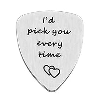 I'd pick you every time Guitar Pick Musical Gift for him/her,Anniversary Christmas Wedding Valentines Gift for Men Women,Unique Birthday Music Jewelry for Husband/wife/boyfriend/girlfriend Guitaris