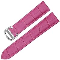 Watch Band for Cartier Tank Solo Ronde DE Genuine Leather Watch Chain Folding Buckle Watch Strap Accessories Watch Bracelet Belt (Color : Rose Red Silver, Size : 20mm)