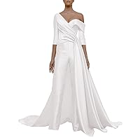 Minimalista Elegante Evening Dress Off Shoulder ¾ Sleeves Prom Dress with Pleats 2024 MZ014