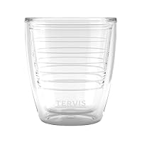 Tervis Clear & Colorful Tabletop 12oz Made in USA Double Walled Insulated Tumbler Travel Cup Keeps Drinks Cold & Hot, 12oz, Clear