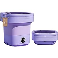 Portable Washing Machine, 8L Upgraded Foldable Mini Washer, Deep Cleaning of Underwear, Baby Clothes and Sock, Best for Apartments, Dormitories, Hotel,Travel (Purple)