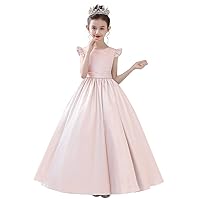 Girls Princess Pageant Ball Gown Glitter Pink Long 2024 Junior Bridesmaid Flower Girl Dresses for Wedding Evening Party