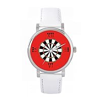 Red Roman Numerals Dartboard Watch Ladies 38mm Case 3atm Water Resistant Custom Designed Quartz Movement Luxury Fashionable