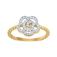 14k Two tone Gold Womens CZ Cubic Zirconia Simulated Diamond Flower Ring Measures 10.8mm Long Jewelry for Women