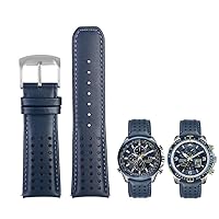 22mm 23mm Blue color Genuine Leather Watchband Strap Men's Watchband For Citizen AT8020-54L/JY8078 with folding buckle bracelet