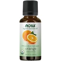 NOW Essential Oils, Organic Orange Oil, Uplifting Aromatherapy Scent, Cold Pressed, 100% Pure, Vegan, Child Resistant Cap, 1-Ounce