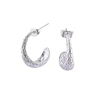 Guntaas Gems Metal silver plated Texture Earring Brass Handmade Back Push Stud Earring Gift For Her