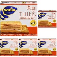 Wasa Flatbread Thins Crackers, Sesame and Sea Salt, 6.7 Ounce (Pack of 5)