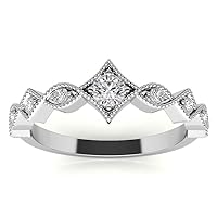 Excellent Round Brilliant Cut 0.17 Carat, Moissanite Diamond Promise Band, Prong Set, Eternity Sterling Silver Band, Valentine's Day Jewelry Gifts, Customized Bands