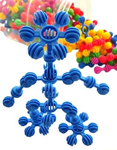 Skoolzy Rainbow Star Flex Toy 90 Piece Jumbo Set - STEM Building Toys Blocks Preschool Toys for Girls & Boys Educational Kindergarten Tinker Classroom Brain Autism Sensory Toys Kids 5+ with eBook