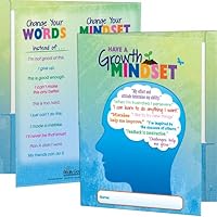 Really Good Stuff Growth Mindset Folders, 9½” by 12” -Set of 12 Laminated 2-Pocket Folders – Inspire Perseverance and Achievement with Motivating Phrases – Great Homework and Take Home Folders