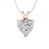 2Ct Heart cut Genuine Lab Created Grown Cultured Diamond Solitaire Clarity VS1-2 Color I-J 14k White Gold Pendant 16