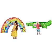 SPARK & WOW Rainbow Activity Wall Panels & Crocodile Activity Wall Panels - Ages 18m+ - Montessori Sensory Toy - 8 Activities - Busy Board - Toddler Room Decor