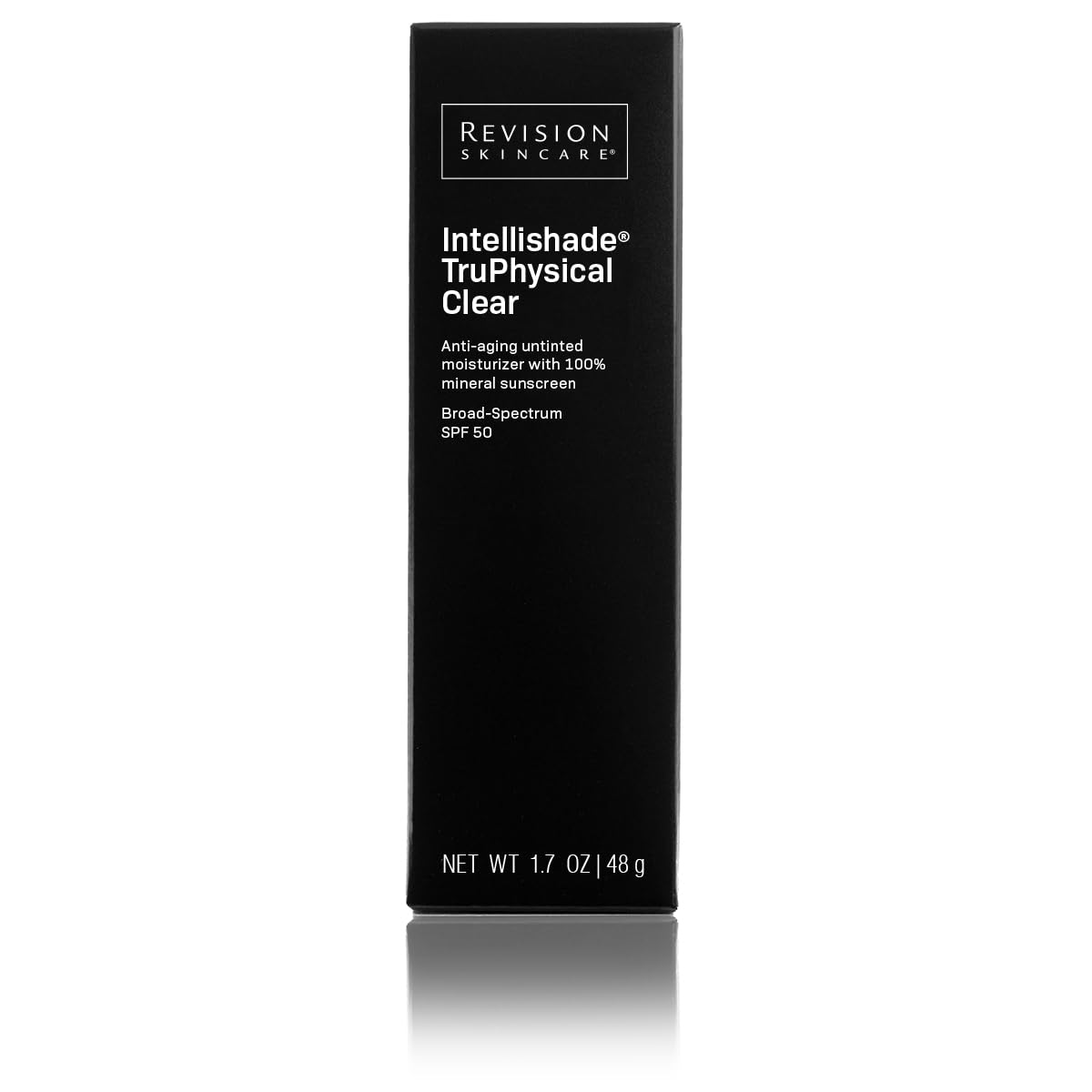 Intellishade® TruPhysical Clear, a sheer 100% all-mineral broad-spectrum SPF 50 anti-aging moisturizer that enhances your natural radiance without the white cast or shine, 1.7oz