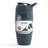 Pursuit Shaker Bottle Insulated Stainless Steel Water Bottle and Blender Cup, 18oz, Midnight Blue