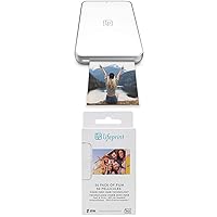 Lifeprint Ultra Slim 2x3 Photo and Video Printer for iPhone and Android, White (LP007-3) with Lifeprint 50 pack of film for Lifeprint Augmented Reality Photo AND Video Printer