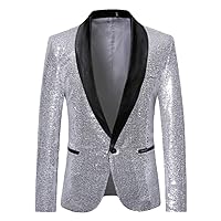 Men Gold Silver Sequin Blazers Suit Jacket Night Club DJ Stage Performances Wedding Party Jacket Coats
