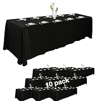 Extra Large Table Cloths. 8+ft Rectangle Tables That Seats 8-10 Person, Ideal for Events Like Banquet, Weddings and Restaurants. Machine Washable Reuseable. Black. 90x156in. 10packs.