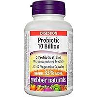 Probiotic 10 Billion 5 Probiotic Strains, 40 Vegetarian Capsules