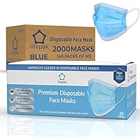 2000pcs Disposable Face Masks Black 3-Ply Adult Mask Nose Wire Protection - Breathable Protective Face Covering