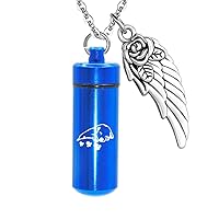 weikui Stainless Steel Cylinder Urn Pendant Necklace for Memorial Pet Dog Cremation Jewelry for Ashes Keepsake, 22 Inch Chain