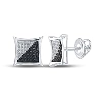 The Diamond Deal Sterling Silver Mens Round Black Color Enhanced Diamond Square Earrings 1/6 Cttw