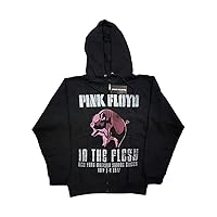 Pink Floyd Men's in The Flesh Zippered Hooded Sweatshirt Black