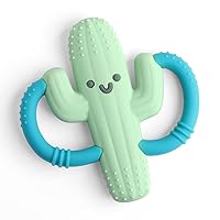 Cactus-Shaped Teether with Handles; Silicone Teether with Easy-Grab Handles and Textured, Teethable Surfaces (Cactus)