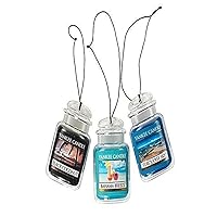 Yankee Candle Car Air Fresheners, Hanging Car Jar® Ultimate 3-Pack, Neutralizes Odors Up To 30 Days, Includes: 1 Bahama Breeze, 1 Black Coconut, and 1 Turquoise Sky
