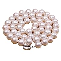 JYX Pearl AAA 12-14mm White Color Round Freshwater Pearl Necklace Cultured Pearl Jewelry for Women, 12-14mm, Freshwater Pearl, Pearl