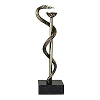 Rod of God Asclepius Symbol of Medicine Snake Real Bronze Brown Metal Art Sculpture